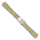 DeBeer 18-22mm Satin and Polished Stainless Steel Two-tone Jubilee-Style Solid Link with Deployment Buckle 7 inch Watch Band