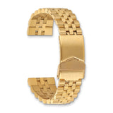 DeBeer 18-22mm Satin and Polished Stainless Steel Gold-tone Jubilee-Style Solid Link with Deployment Buckle 7 inch Watch Band