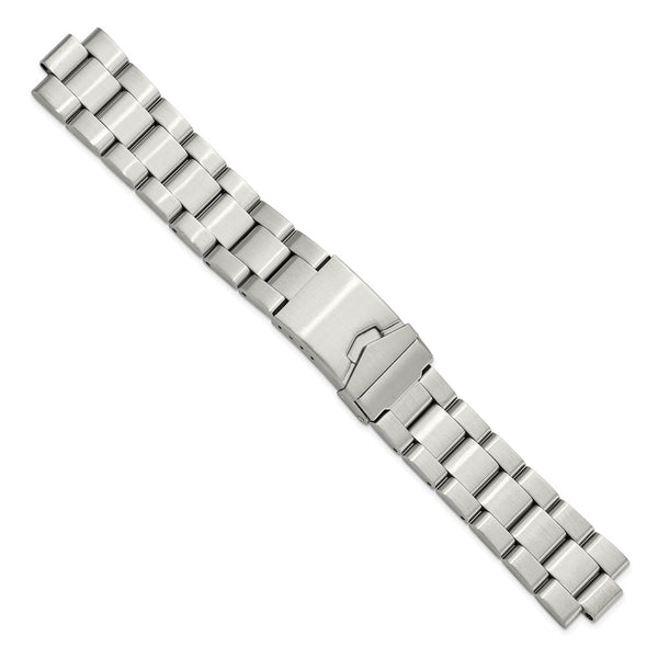 DeBeer 18-20mm Satin Stainless Steel Oyster-Style Solid Link with Deployment Buckle 7 inch Watch Band