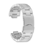 DeBeer 18-20mm Satin Stainless Steel Oyster-Style Solid Link with Deployment Buckle 7 inch Watch Band