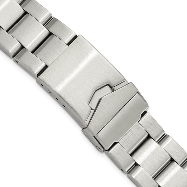 DeBeer 18-20mm Satin Stainless Steel Oyster-Style Solid Link with Deployment Buckle 7 inch Watch Band