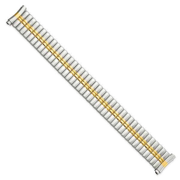 DeBeer 16-20mm Mens Sanded and Polished Two-tone Stainless Steel De-Flexo Expansion Link 6.75 inch Watch Band