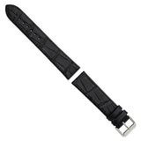 Gilden 22mm X-Long Black Matte Gator Grain Calfskin Leather with Silver-tone Aluminum Buckle 8.25 inch Watch Band