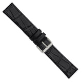 Gilden 22mm X-Long Black Matte Gator Grain Calfskin Leather with Silver-tone Aluminum Buckle 8.25 inch Watch Band