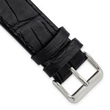 Gilden 22mm X-Long Black Matte Gator Grain Calfskin Leather with Silver-tone Aluminum Buckle 8.25 inch Watch Band