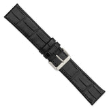 Gilden 24mm X-Long Black Matte Gator Grain Calfskin Leather with Stainless Steel Buckle 8.25 inch Watch Band