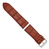 Gilden 30mm Light Brown Matte Gator Grain Calfskin Leather with Stainless Steel Buckle 7.75 inch Watch Band