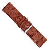 Gilden 30mm Light Brown Matte Gator Grain Calfskin Leather with Stainless Steel Buckle 7.75 inch Watch Band