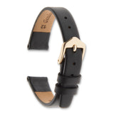 Gilden 16mm Black Classic Calfskin Leather with Gold-tone Aluminum Buckle 7.4 inch Watch Band