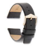 Gilden 16mm Long Black Classic Calfskin Leather with Gold-tone Aluminum Buckle 8.25 inch Watch Band