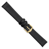 Gilden 16mm Long Black Classic Calfskin Leather with Gold-tone Aluminum Buckle 8.25 inch Watch Band