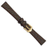 Gilden 13mm Dark Brown Buffalo Grain Calfskin Leather with Gold-tone Aluminum Buckle 6.6 inch Watch Band