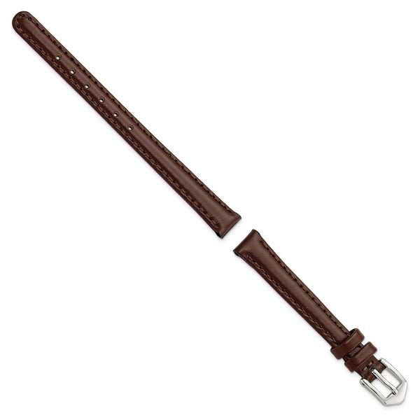 Gilden 10mm Brown Oilskin Leather with Silver-tone Aluminum Buckle 6.6 inch Watch Band
