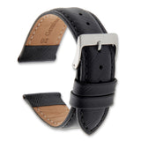 Gilden 12mm Black Saffiano-style Leather with Stainless Steel Buckle 6.9 inch Watch Band