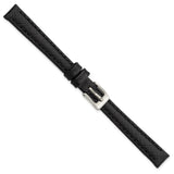 Gilden 10mm Black Saffiano-style Leather with Stainless Steel Buckle 6.75 inch Watch Band
