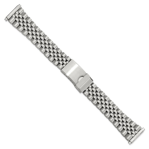 Gilden Mens 18-22mm Long Jubilee-Style Satin and Polished Stainless Steel with Deployment Buckle 7 inch Watch Band
