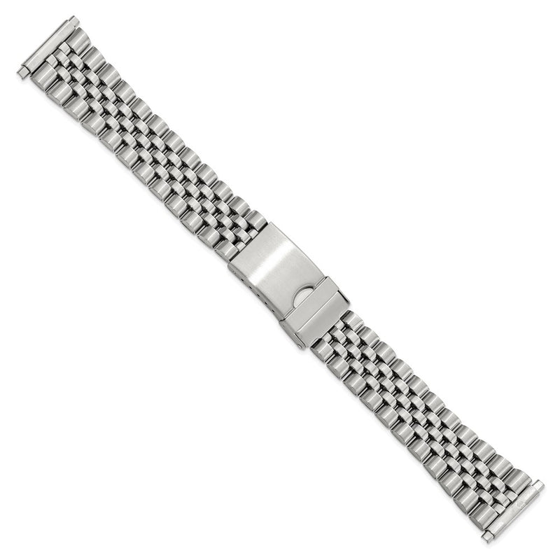 Gilden Mens 18-22mm Long Jubilee-Style Satin and Polished Stainless Steel with Deployment Buckle 7 inch Watch Band