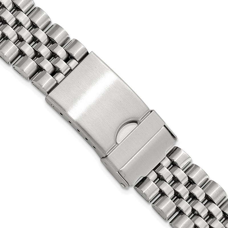 Gilden Mens 18-22mm Long Jubilee-Style Satin and Polished Stainless Steel with Deployment Buckle 7 inch Watch Band
