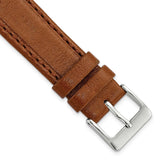 DeBeer 18mm Havana Brown Genuine Calf Leather with Silver-tone Buckle 7.5 inch Watch Band