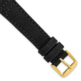 DeBeer 18mm Black Nylon Canvas with Black Leather Lining and Gold-tone Buckle 7.75 inch Watch Band