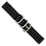 DeBeer 18mm Two-Piece Black Ballistic Nylon with Brushed Stainless Steel Buckle and Quick Release Spring Bars 8.5 inch Watch Band