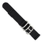 DeBeer 20mm Two-Piece Black Ballistic Nylon with Brushed Stainless Steel Buckle and Quick Release Spring Bars 8.5 inch Watch Band