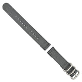 DeBeer 18mm Two-Piece Grey Ballistic Nylon with Brushed Stainless Steel Buckle and Quick Release Spring Bars 8.5 inch Watch Band