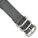 DeBeer 18mm Two-Piece Grey Ballistic Nylon with Brushed Stainless Steel Buckle and Quick Release Spring Bars 8.5 inch Watch Band