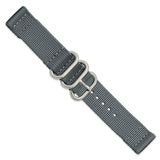 DeBeer 20mm Two-Piece Grey Ballistic Nylon with Brushed Stainless Steel Buckle and Quick Release Spring Bars 8.5 inch Watch Band