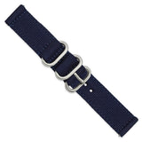 DeBeer 20mm Two-Piece Navy Ballistic Nylon with Brushed Stainless Steel Buckle and Quick Release Spring Bars 8.5 inch Watch Band