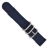 DeBeer 22mm Two-Piece Navy Ballistic Nylon with Brushed Stainless Steel Buckle and Quick Release Spring Bars 8.5 inch Watch Band