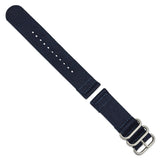 DeBeer 24mm Two-Piece Navy Ballistic Nylon with Brushed Stainless Steel Buckle and Quick Release Spring Bars 8.5 inch Watch Band