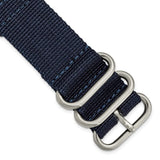 DeBeer 24mm Two-Piece Navy Ballistic Nylon with Brushed Stainless Steel Buckle and Quick Release Spring Bars 8.5 inch Watch Band