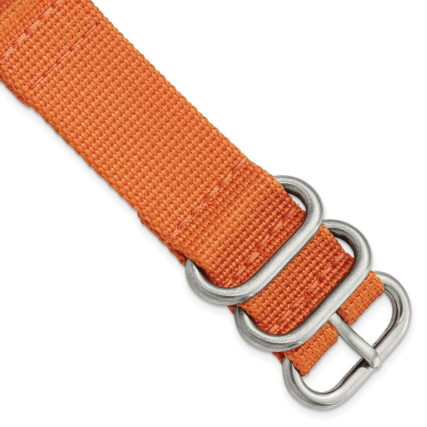 DeBeer 20mm Two-Piece Orange Ballistic Nylon with Brushed Stainless Steel Buckle and Quick Release Spring Bars 8.5 inch Watch Band