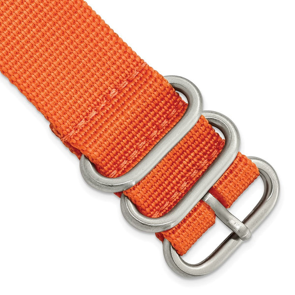 DeBeer 22mm Two-Piece Orange Ballistic Nylon with Brushed Stainless Steel Buckle and Quick Release Spring Bars 8.5 inch Watch Band