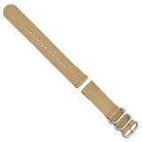 DeBeer 20mm Two-Piece Beige Ballistic Nylon with Brushed Stainless Steel Buckle and Quick Release Spring Bars 8.5 inch Watch Band