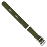 DeBeer 18mm Two-Piece Olive Ballistic Nylon with Brushed Stainless Steel Buckle and Quick Release Spring Bars 8.5 inch Watch Band