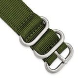 DeBeer 20mm Two-Piece Olive Ballistic Nylon with Brushed Stainless Steel Buckle and Quick Release Spring Bars 8.5 inch Watch Band