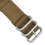 DeBeer 20mm Two-Piece Khaki Brown Ballistic Nylon with Brushed Stainless Steel Buckle and Quick Release Spring Bars 8.5 inch Watch Band