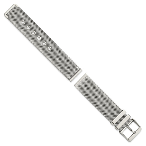 DeBeer 20mm Two-Piece Milanese Style Stainless Steel Fine Mesh 7.5 inch Watch Strap