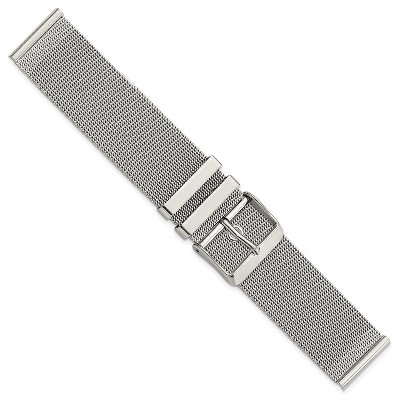 DeBeer 20mm Two-Piece Milanese Style Stainless Steel Fine Mesh 7.5 inch Watch Strap