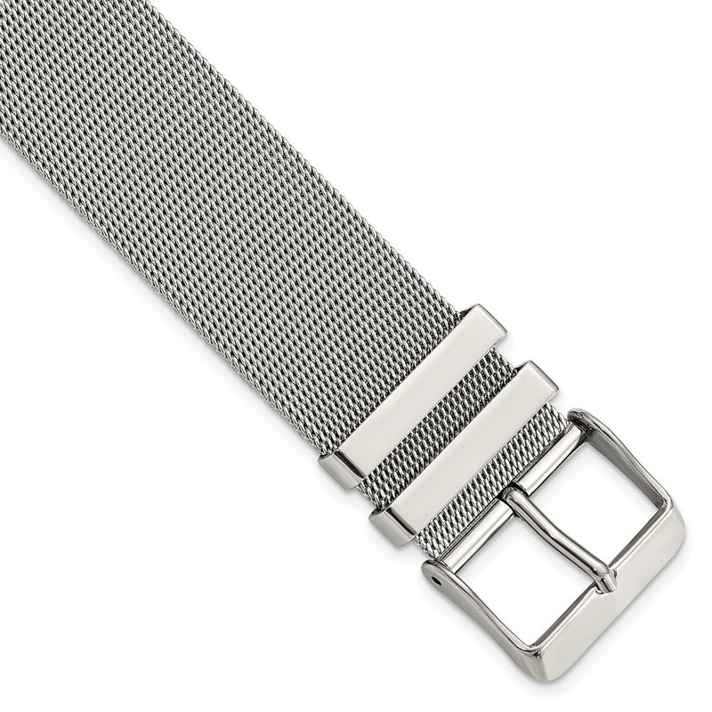 DeBeer 20mm Two-Piece Milanese Style Stainless Steel Fine Mesh 7.5 inch Watch Strap