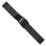 DeBeer 20mm Matte Black PVD-plated Stainless Shark Mesh with Divers Clasp 7 inch Watch Strap