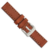 Gilden 22mm Mahogany Thick and Heavy Sport Calfskin with Stitch Brown Stitching and Stainless Steel Buckle 8.1 inch Watch Band