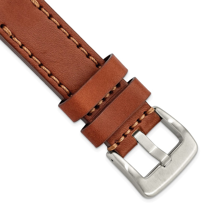 Gilden 22mm Mahogany Thick and Heavy Sport Calfskin with Stitch Brown Stitching and Stainless Steel Buckle 8.1 inch Watch Band
