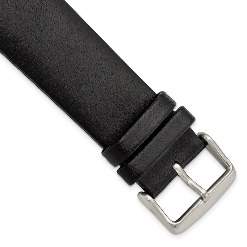 Gilden 24mm Black Padded No-Stitch Calfskin Leather with Stainless Stee Buckle 7.5 inch Watch Band