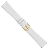 Gilden 18mm White Flat Lizard Grain Calfskin Leather with Gold-tone Aluminum Buckle 7.5 inch Watch Band