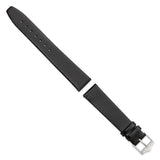 DeBeer 18mm Black Smooth Flat Leather with Silver-tone Buckle 7.5 inch Watch Band