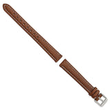 DeBeer 14mm Havana Sport Leather with White Stitching and Silver-tone Buckle 6.75 inch Watch Band