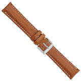 DeBeer 20mm Long Havana Sport Leather with White Stitching and Silver-tone Buckle 8.5 inch Watch Band